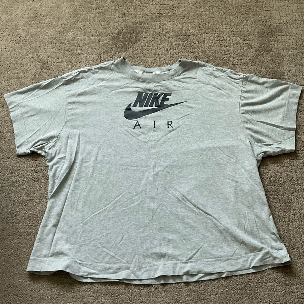 NIKE AIR Unisex 100% Cotton Graphic Logo Gray Heather Short Sleeve Tee Shirt -1L